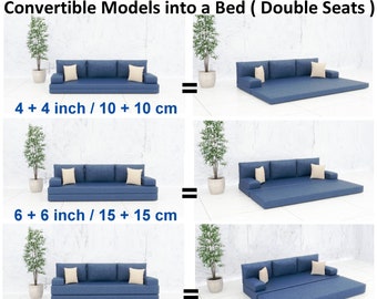 Set di divani da pavimento a forma di L blu: divano componibile