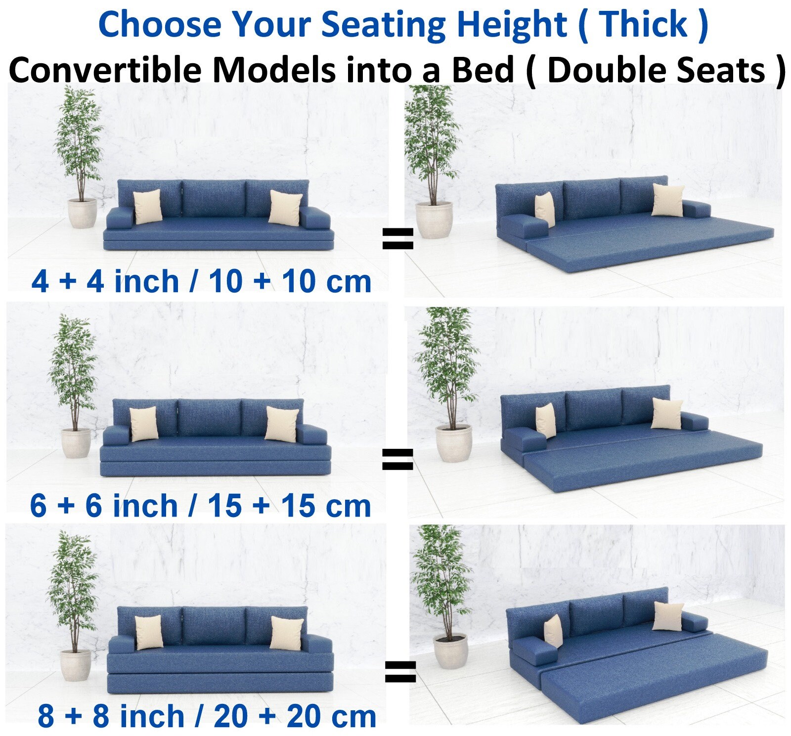 ブルーL字型フロアソファセット：オットマン付きセクショナルソファ