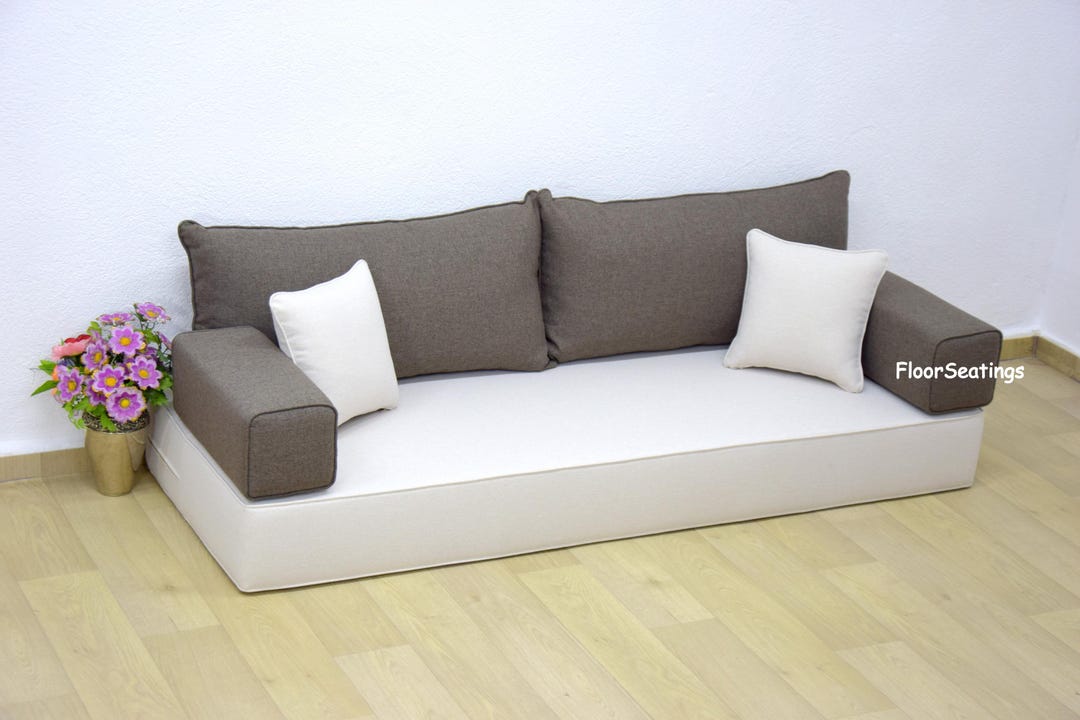 Linen Floor Sofa: Arabic Style Adjustable Couch, Pillows Included - Etsy