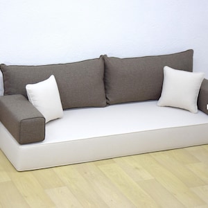 Linen floor couch, Affordable couch, 2 seater couch, Arabic sofa floor, Adjustable couch, Arabic floor seating, Floor couch bed, Floor sofa