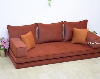 Samt Boden Sofa: Boden Couch im Marokkanischen Stil mit Kissen