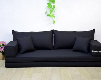 Black Linen Floor Sofa Set: Turkish Living Room Decor