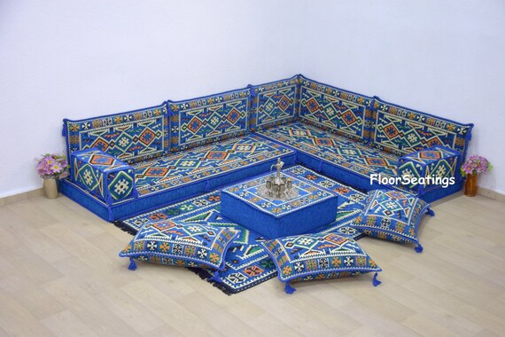 Blue and orange sofa deals