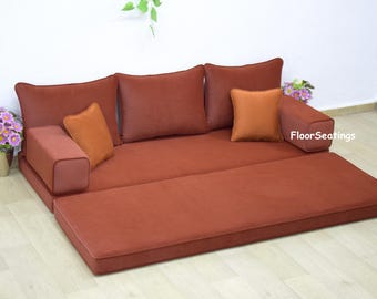 Samt Boden Sofa: Boden Couch im Marokkanischen Stil mit Kissen