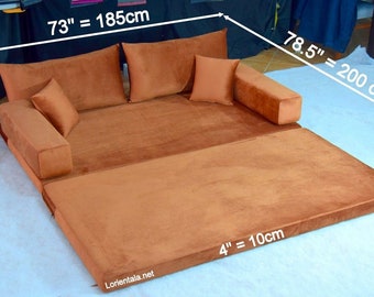 Bernsteinfarbenes modulares Bodensofa, maßgefertigte Bodensitze, Bodenabschnittssitzbett für Kinderzimmer, Leseecke, modernes Wohnzimmer, arabisches Sofa, Bodencouch