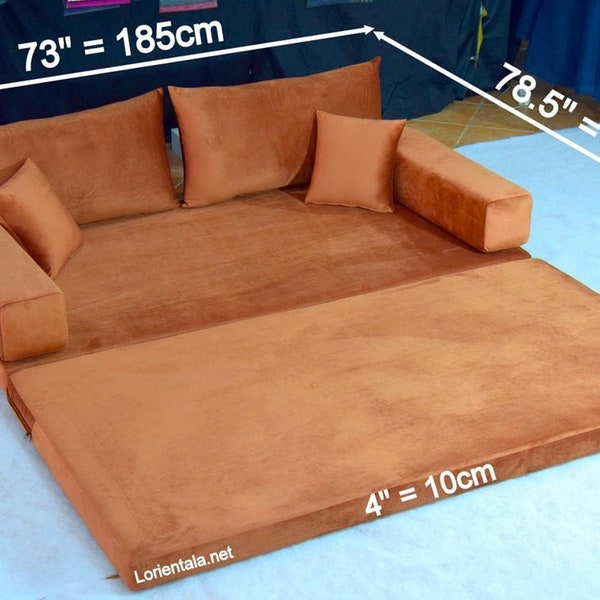 Canapé de sol modulable ambre Assise au sol sur mesure Lit sectionnel au sol pour chambre d'enfants Coin lecture Salon moderne Canapé arabe canapé de sol