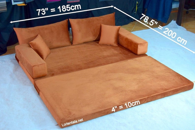 Bernsteinfarbenes modulares Bodensofa, maßgefertigte Bodensitze, Bodenabschnittssitzbett für Kinderzimmer, Leseecke, modernes Wohnzimmer, arabisches Sofa, Bodencouch Bild 1