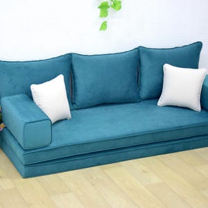 Blau Grün Samt Boden Sitzset: Arabische Stil Kissen