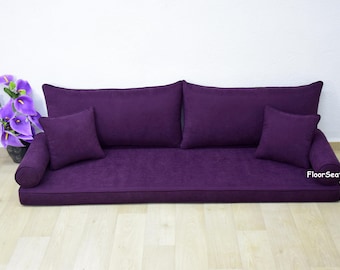 Purple Velvet Floor Sofa: Turkish Oriental Living Room Couch