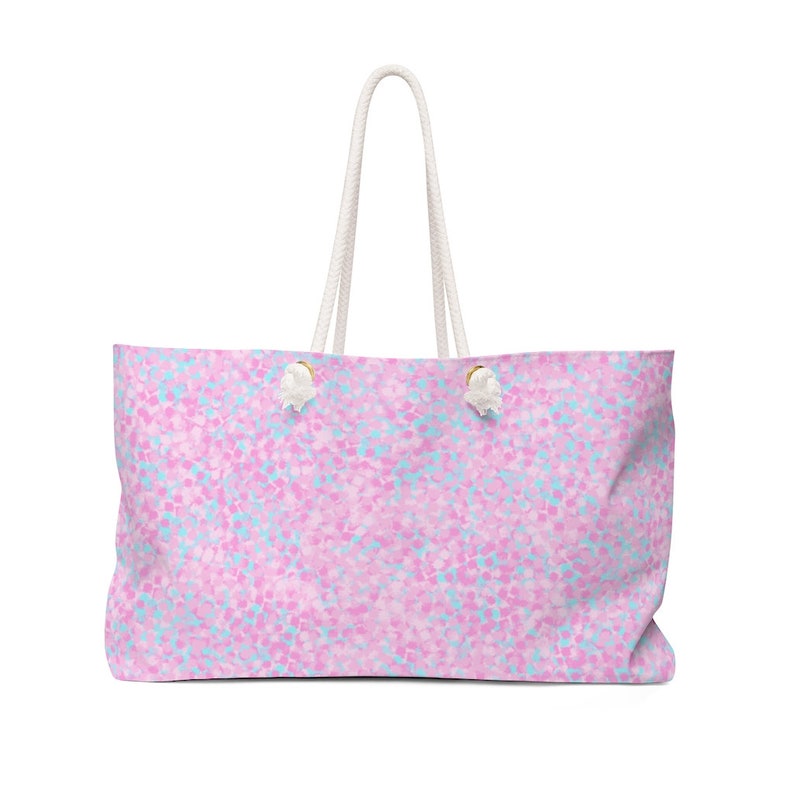 Lily inspired pink blue pattern overnight weekender tote