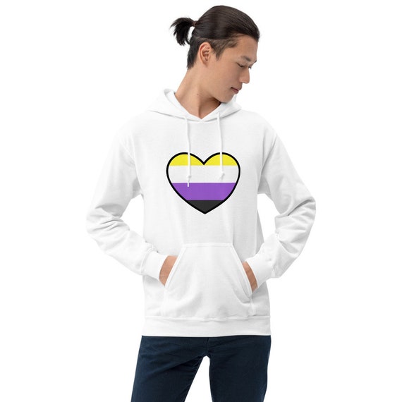 non binary awareness flag colors pride they them heart embroidered Unisex Sweatshirt