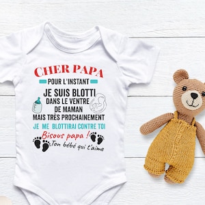 Body bébé annonce grossesse, Annonce grossesse futur papa,  body bébé personnalisé, futur papa, Body échographie, Body blanc coton,
