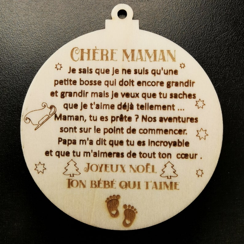 future dad Christmas ball, personalized Christmas ball, pregnancy announcement gift, wooden Christmas decoration POUR MAMAN