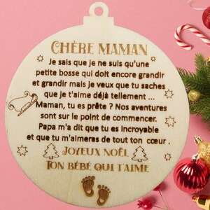 boule de noël futur papa , boule de noël personnalisée , cadeau annonce grossesse, décoration noël en bois image 3