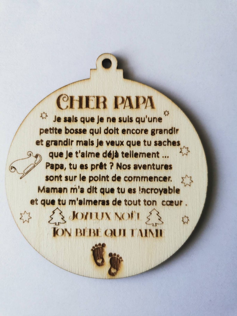 future dad Christmas ball, personalized Christmas ball, pregnancy announcement gift, wooden Christmas decoration POUR PAPA