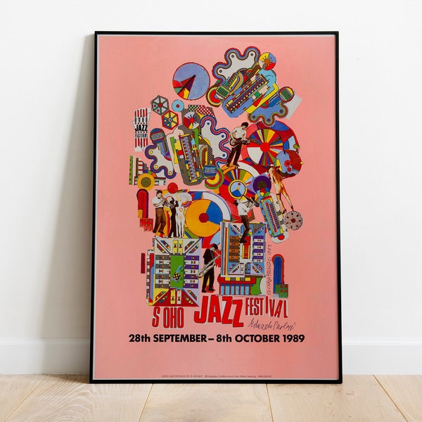 Affiche vintage du festival de musique jazz, imprimé jazz, affiche rétro du festival de jazz. Publicité du festival Soho Jazz 1989. Déco murale jazz