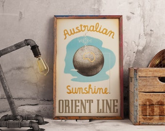 Australien Vintage Poster/ Australien Reise Retro Druck/ Down under Poster/ Australischer Druck
