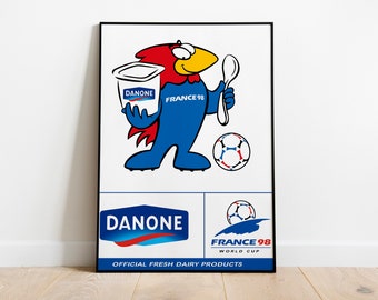 Danone Vintage, / France World Cup 1998 / 98 / Kitchen / FOOTIX /  Poster Photo Poster Print SOCCER .  FOOTBALL Poster, Home Decor