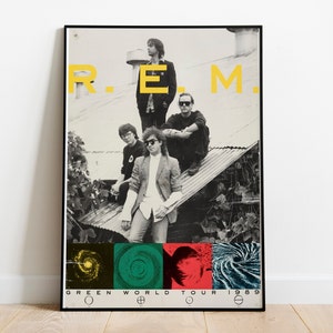 R.E.M vintage poster, R.E.M print, Green World Tour concert poster. R.E.M home decor