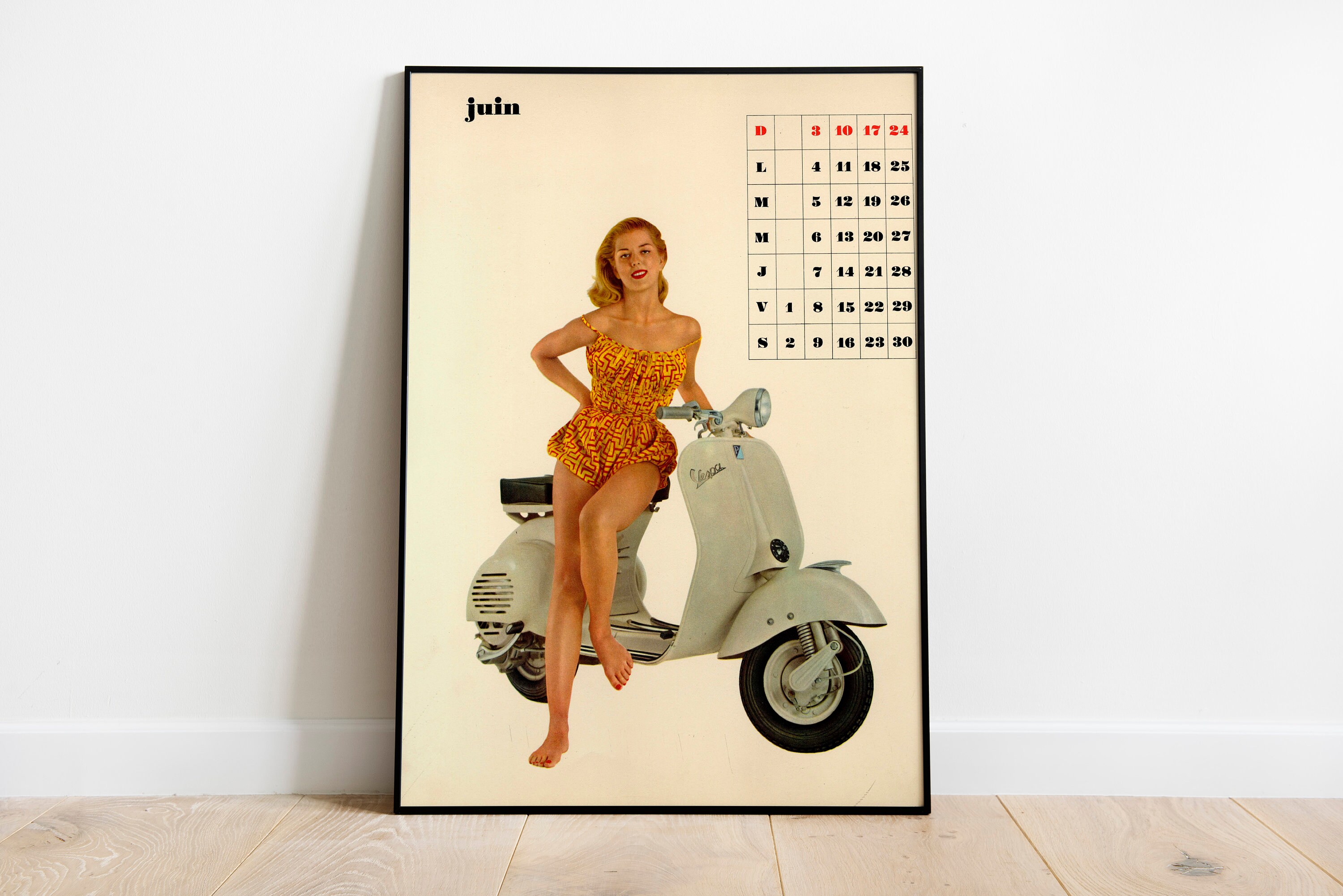 Vespa Vintage Kalender Poster Piaggio Druck Juni Motorrad - Etsy.de