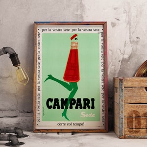 Campari vintage Poster/ apéritif vintage print / Aperol Poster /Italian liqueur Wall Art. retro wine ad print , italian Home Decor image 1