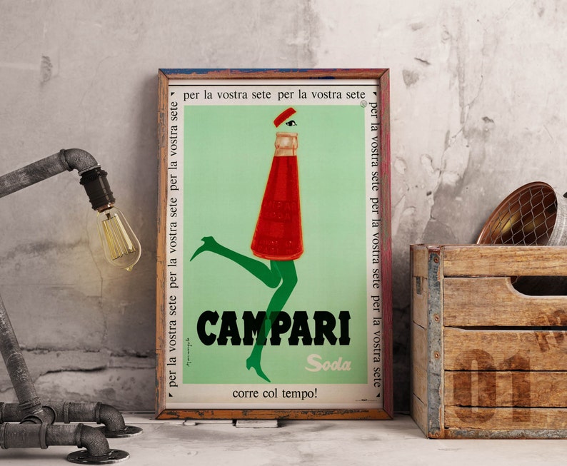 Campari vintage Poster/ apéritif vintage print / Aperol Poster /Italian liqueur Wall Art. retro wine ad print , italian Home Decor image 1