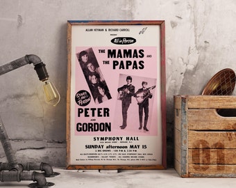 The Mamas and the Papas vintage poster, The Mamas and the Papas concert poster.