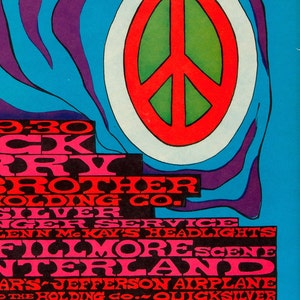 The Doors vintage poster, Chuck Berry poster, Woodstock psychedelic poster. Hippie poster, 60's concert poster. Peace and Love poster 画像 3