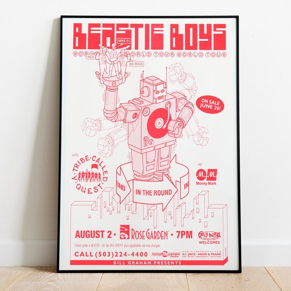 The Beastie Boys poster, Hip Hop poster, Beastie Boys concert poster. Rap music poster, 90's rap wall art. A Tribe called Quest poster