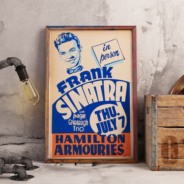Frank Sinatra vintage poster, Frank Sinatra concert poster. Frank Sinatra rare poster