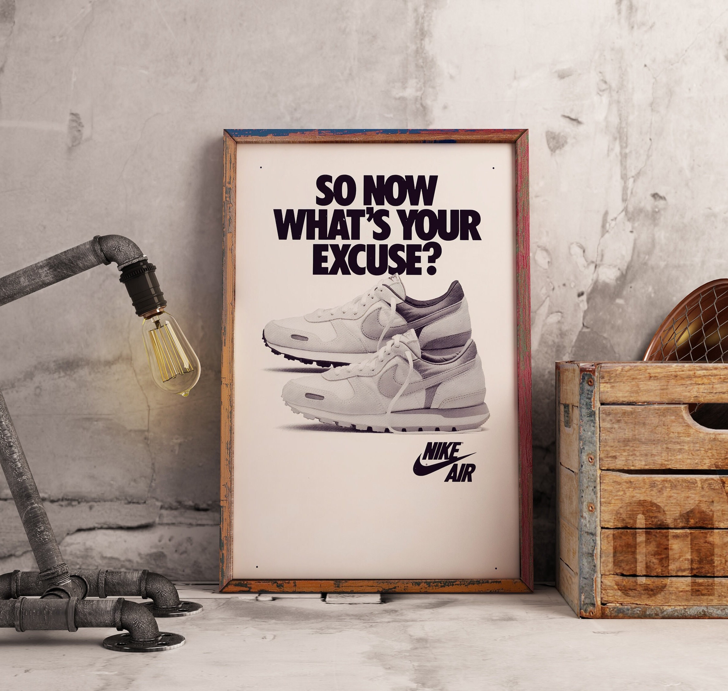 Publicité vintage Nike, affiche de baskets rétro nike / impression de  baskets vintage / Poster Photo Poster Print coups de pied. pub nike old  school -  France