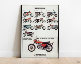 Honda vintage poster, Honda Motorcycle print / Motorbike poster / Motorcycle Wall art. Poster Photo Print Wall Art. Cafe racer Honda Poster