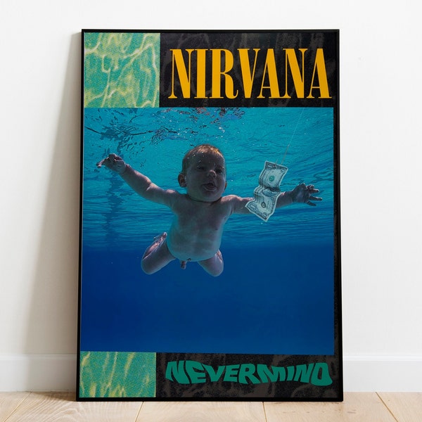 Afiche vintage de Nirvana, afiche de concierto de Nirvana. Impresión Nirvana Nevermind 1991