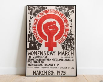 Feminist vintage poster, Feminist print, Women's day poster. Feminism poster Print Wall Art 1975. Women's art