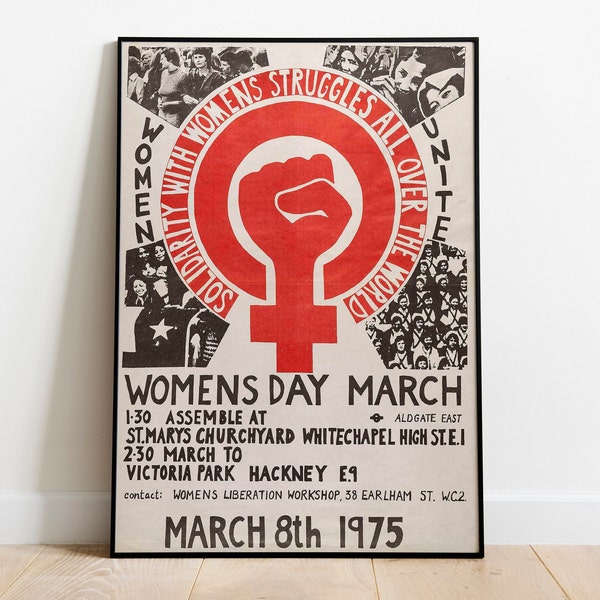 Feministische vintage poster, Feministische print, Vrouwendag poster. Feminisme poster Print Wall Art 1975. Vrouwenkunst