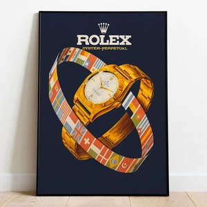 Rolex vintage poster, Rolex print / Rolex watches retro poster / vintage watches Wall art.