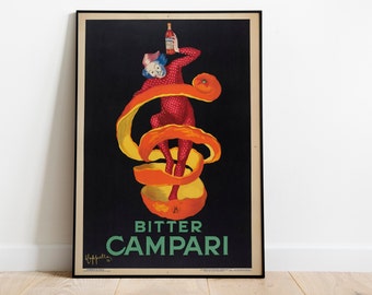 Campari Vintage Poster/ Aperitif Vintage Druck / Aperol Poster / Italienischer Likör Wandkunst. Retro Wein Werbedruck, italienisches Wohndekor