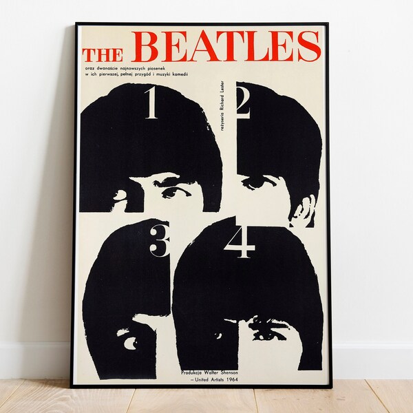 The Beatles vintage poster, The Beatles rare print, The Beatles polish concert poster. The Beatles home decor