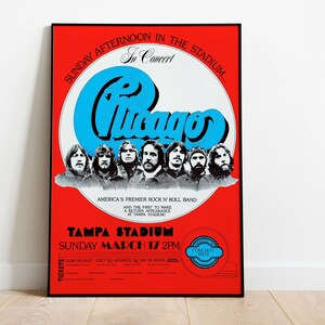 Chicago concert poster, Chicago band vintage poster. Chicago Rock n roll poster image 1