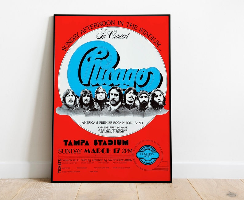 Chicago concert poster, Chicago band vintage poster. Chicago Rock n roll poster image 1