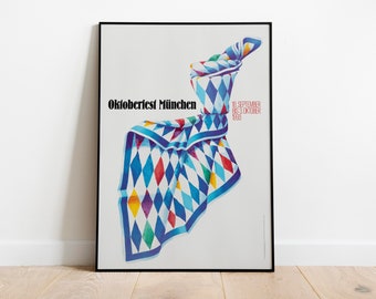 Oktoberfest Munich poster/Munich print / Oktoberfest Poster Wall Art. German retro print , Munich Home Decor