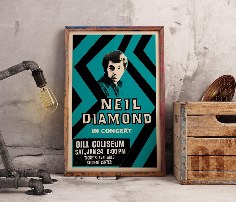 Neil Diamond Konzertplakat, Neil Diamond Plakat. Vintage Konzertplakat Bild 1