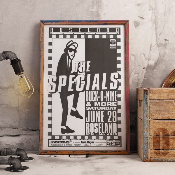 The Specials vintage poster, The Specials concert poster. Vintage SKA concert print 1996. 2 tone ska poster