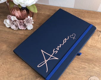 Cuaderno personalizado con nombre: elige cualquier nombre o texto personalizado para tu cuaderno, regalo de lujo, regalo de cumpleaños personalizado