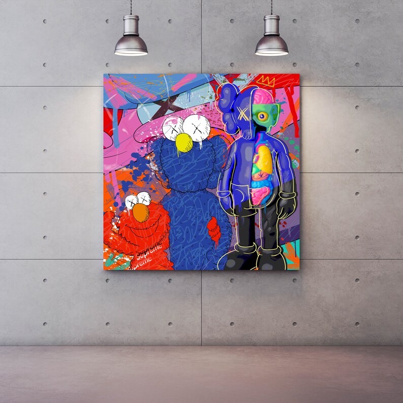 KAWS Original Canvas Print Modern Wall Art Etsy