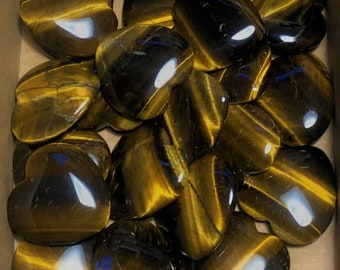 Tigers Eye Worry Stones, Heart Shaped Crystal, fidget stones, palm stones, rubbing stones, thumb stones