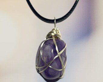 Gemstone Necklace, Colorful Crystal Jewelry,Dainty Wrapped Gemstone Necklace, Healing Crystal Necklace, Tumbled Gemstone Wire Wrapped