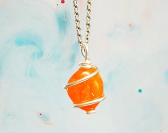 Carnelian Necklace, Wire Wrapped Carnelian Necklace, Genuine Carnelian Crystals, Wire Wrapped Jewelry
