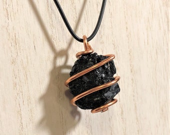 | Small Black Tourmaline Necklaces Wrapped Crystal Pendants Handmade Crystal Necklaces