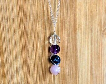 Anti-Anxiety Necklace, Wire Wrapped Jewelry, Crystal Healing